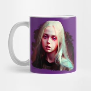 Beautiful portrait of a fantasy girl looking desperately shocked by mind-boggling events Mug